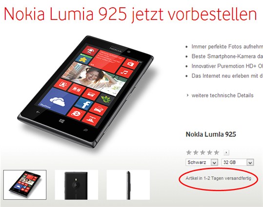 Nokia Lumia 925 Vodafone DE