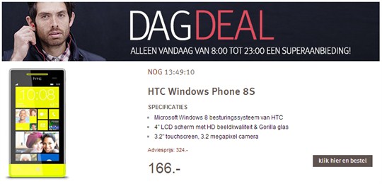 Wehkamp dagdeal HTC 8S