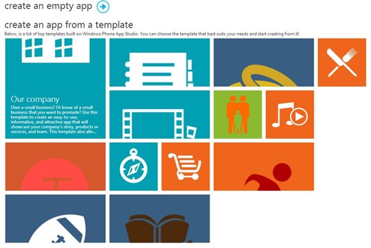 Windows Phone App Studio Templates